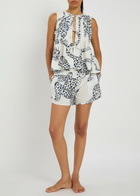 Desmond & Dempsey Jag Printed Cotton Pyjama set Cream