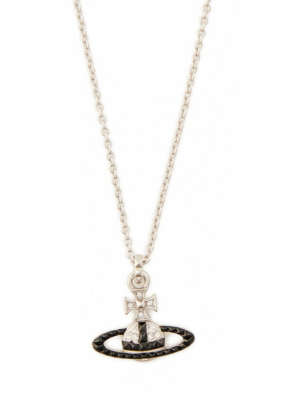 Photo: Vivienne Westwood Mayfair Bas Relief orb Rhodium-plated Necklace - Black - One Size