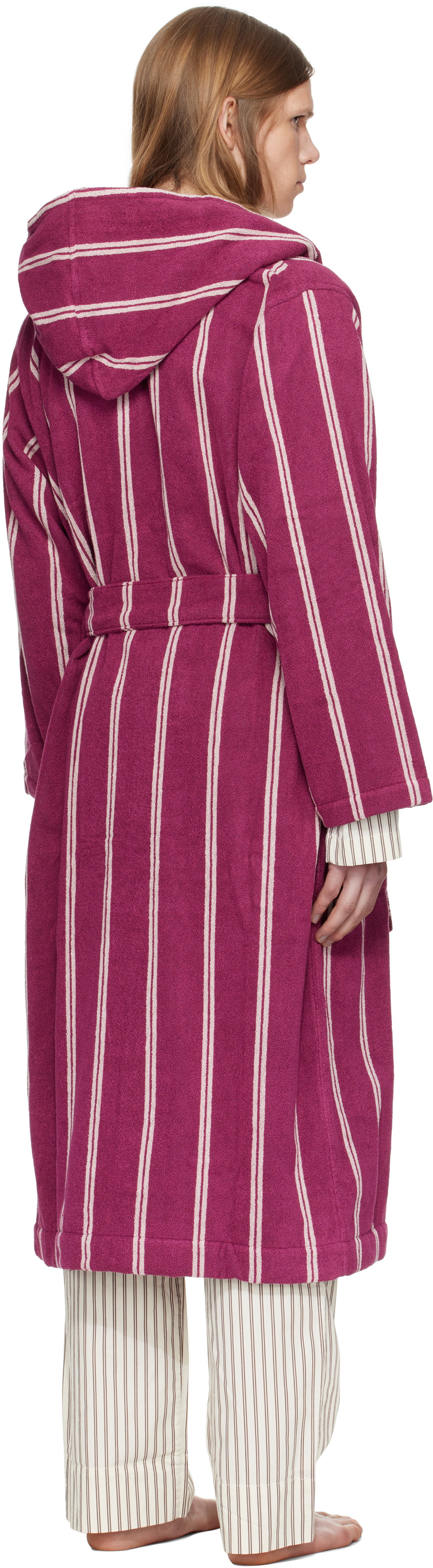 Tekla Burgundy Terry Hooded Bathrobe