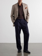 Mr P. - Silk and Cotton-Blend Polo Shirt - Brown