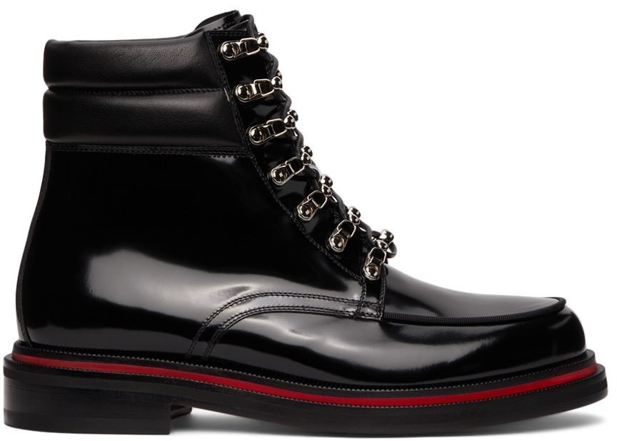 Christian Louboutin Men's Alopista Patent Leather Combat Boots