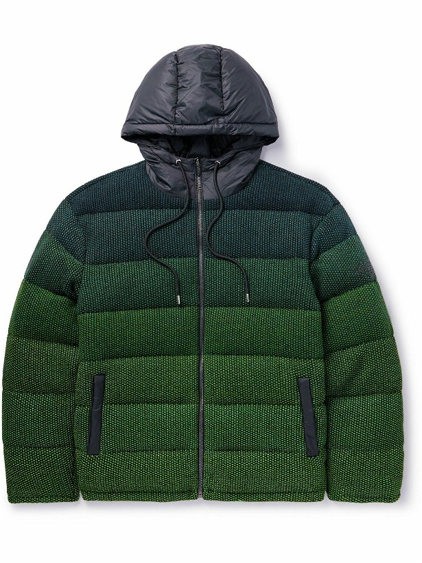Photo: Missoni - Quilted Degradé Shell-Trimmed Waffle-Knit Hooded Down Jacket - Green