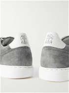 Brunello Cucinelli - Urano Leather-Trimmed Suede Sneakers - Gray