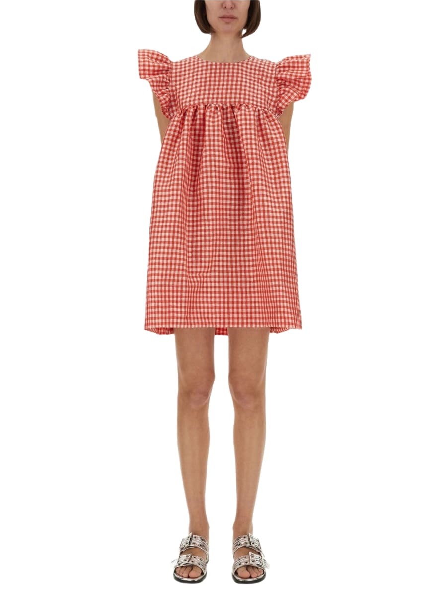 【Ganni】ジャカード puff-sleeveミニドレス Ganni Puff-sleeve jacquard mini dress GANNI