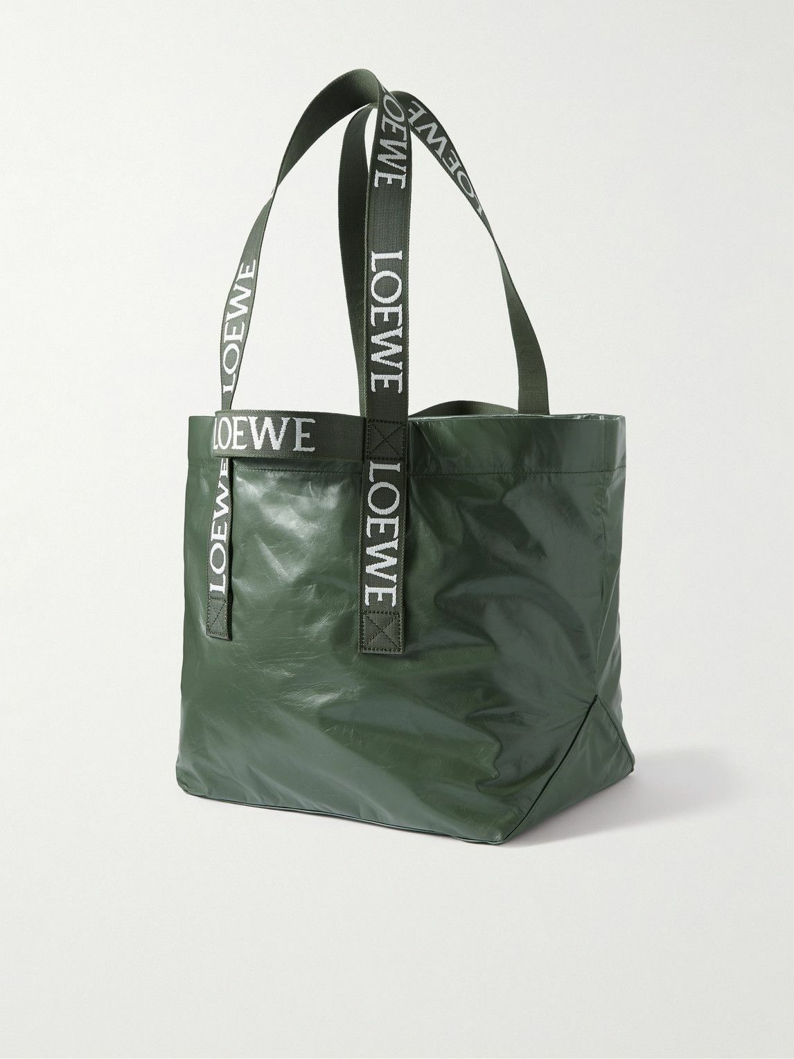 LOEWE - Webbing-Trimmed Crinkled-Leather Tote Bag Loewe