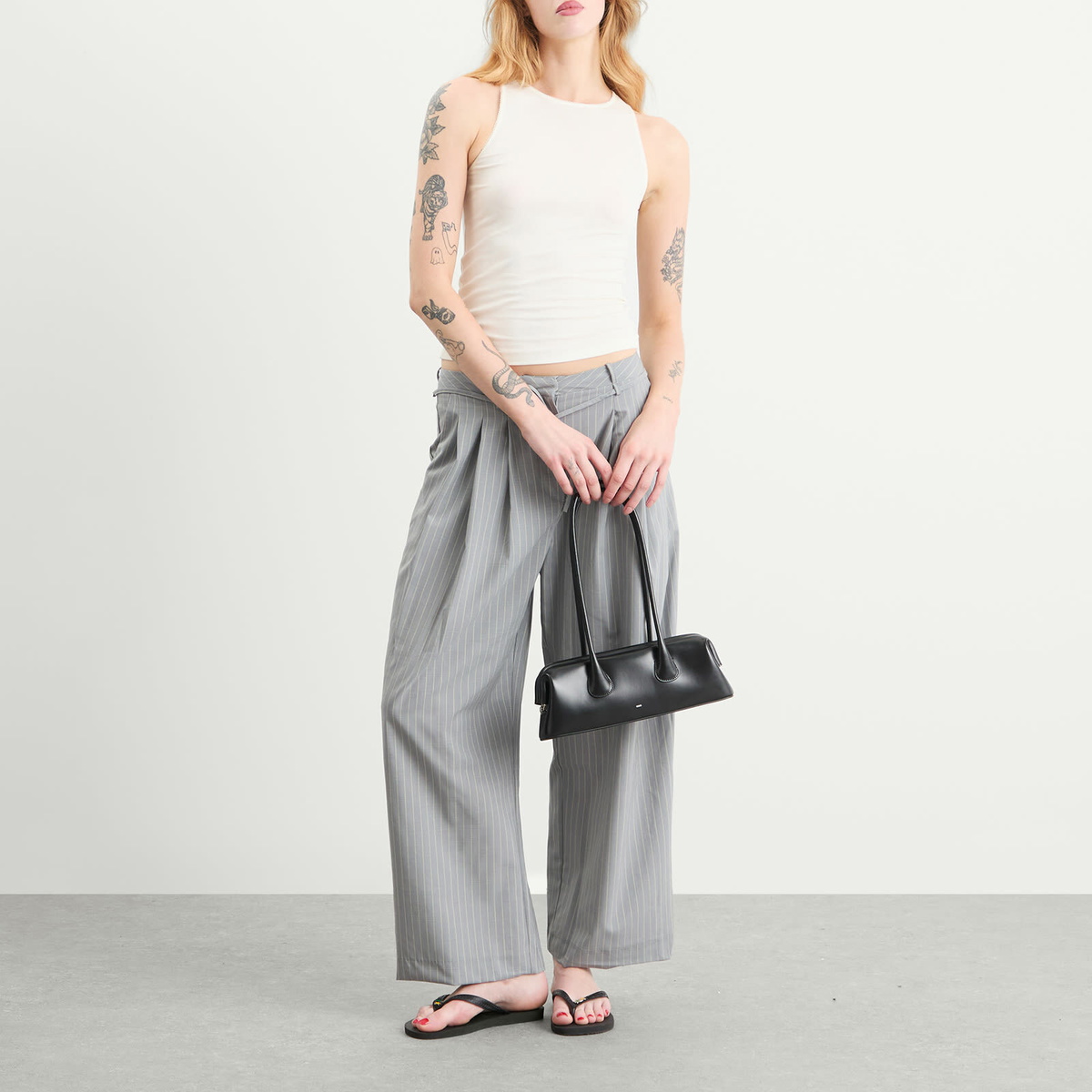 Deiji Studios Women's Tri Pleat Pants in Steele Stripe