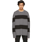 Juun.J Black Block Striped Long Sleeve T-Shirt