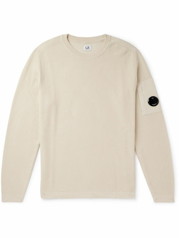 Photo: C.P. Company - Logo-Appliquéd Ribbed Sea Island Cotton Sweater - Neutrals