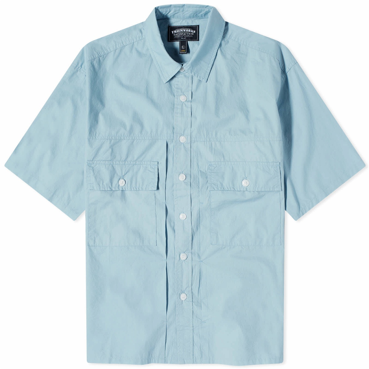 Photo: FrizmWORKS Men's Short Sleeve Trucker Shirt in Ash Blue