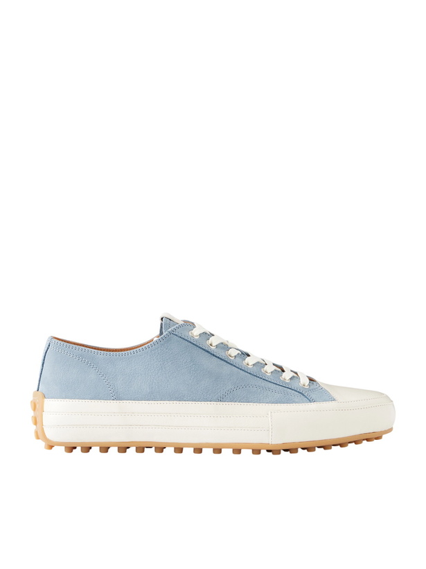 Photo: Tod's - Cassetta Leather-Trimmed Nubuck Sneakers - Blue
