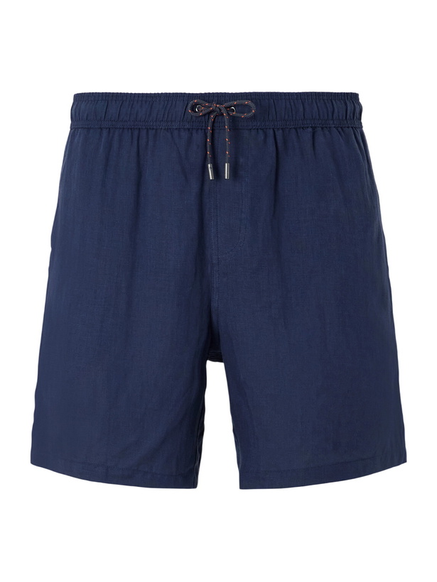 Photo: SEASE - Cod-2 Straight-Leg Hemp Drawstring Shorts - Blue