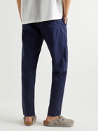 OAS - Straight-Leg Linen and Cotton-Blend Drawstring Trousers - Blue