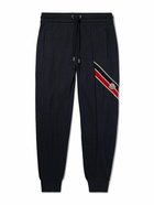 Moncler - Logo-Appliquéd Webbing-Trimmed Cotton-Blend Jersey Sweatpants - Blue