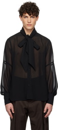 Anna Sui Black Georgette Tie Neck Blouse