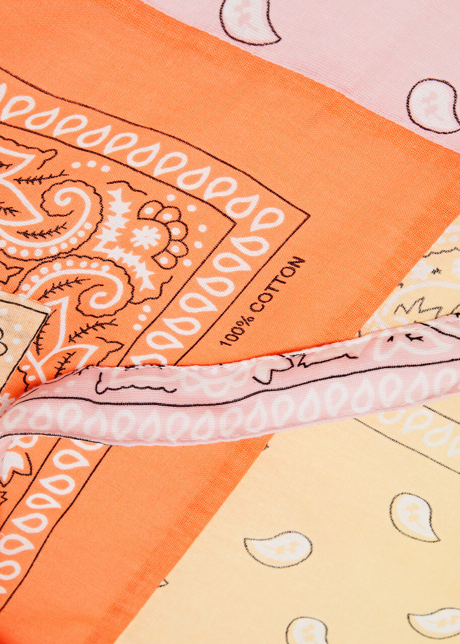 Arizona Love Cabas Bandana Patchwork Cotton Tote, Tote Bag, Handmade - Orange - One Size