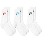 Nike Men's Everyday Essential Sock - 3 Pack in White/Multi