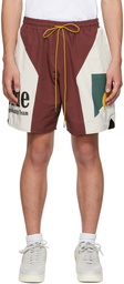 Rhude Burgundy & White Paneled Shorts