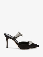 Manolo Blahnik Black Lurum 90 Satin Mules