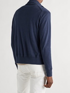 TOM FORD - Cotton, Silk and Cashmere-Blend Jersey Zip-Up Sweater - Blue