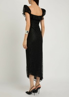 DE LA Vali Eden Ruffle-trimmed Lace Midi Dress Black