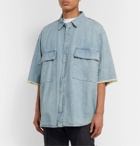 Fear of God - Oversized Frayed Washed-Denim Shirt - Blue