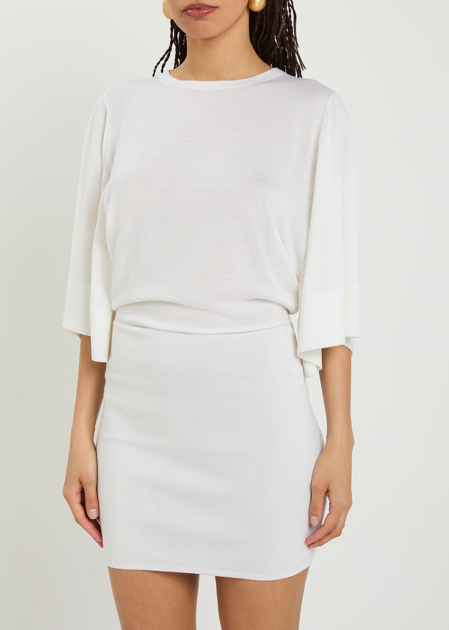 Jacquemus La Robe Maille Mananco Merino and Silk-blend Mini Dress Off White