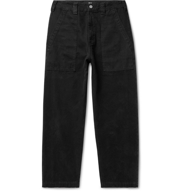 Photo: BILLY - Cropped Herringbone-Trimmed Cotton-Canvas Trousers - Black