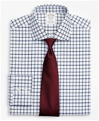 Brooks Brothers Men's Stretch Soho Extra-Slim-Fit Dress Shirt, Non-Iron Twill English Collar Grid Check | Navy