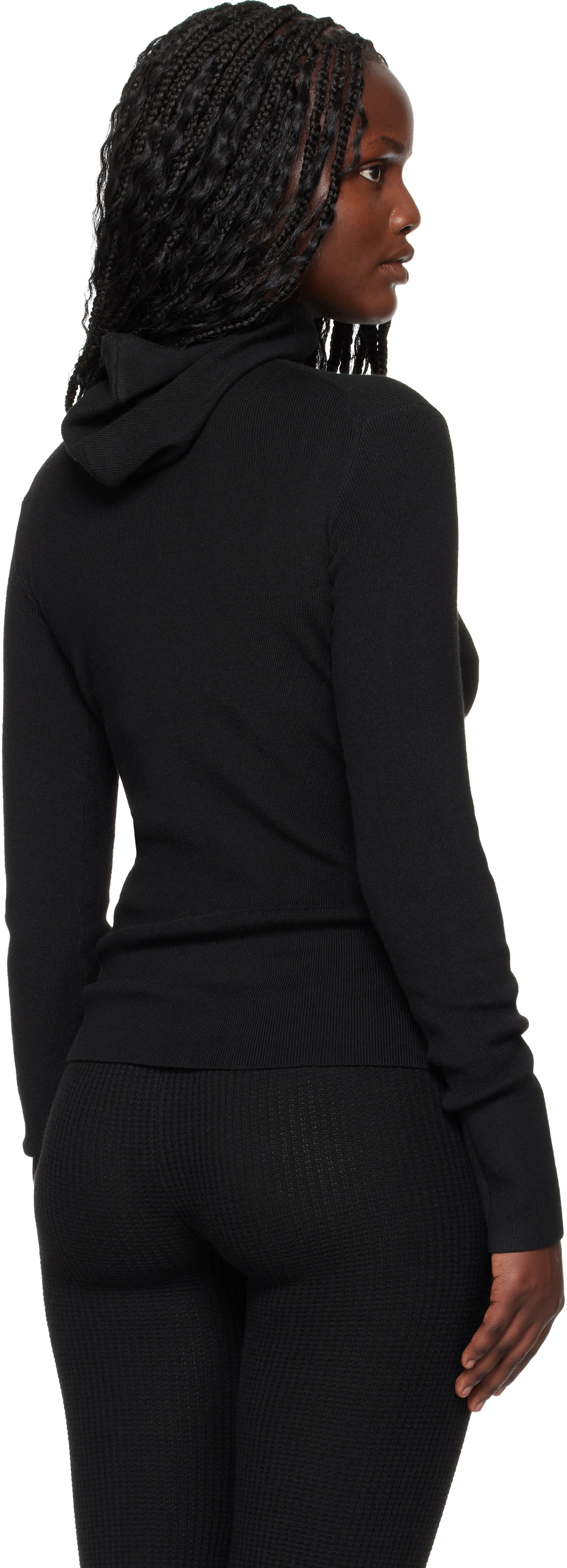 Fear of God ESSENTIALS Black Holiday Rib Long Sleeve Hoodie