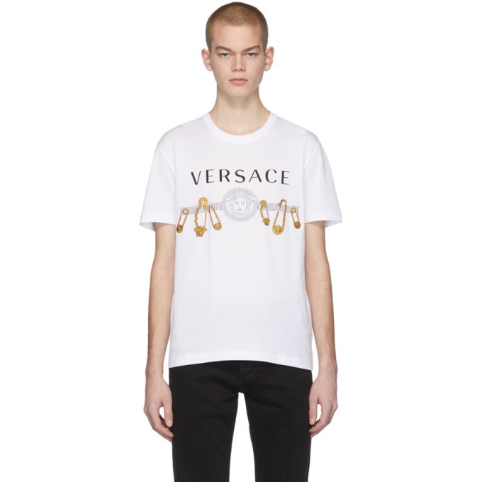 Photo: Versace White Safety Pin T-Shirt