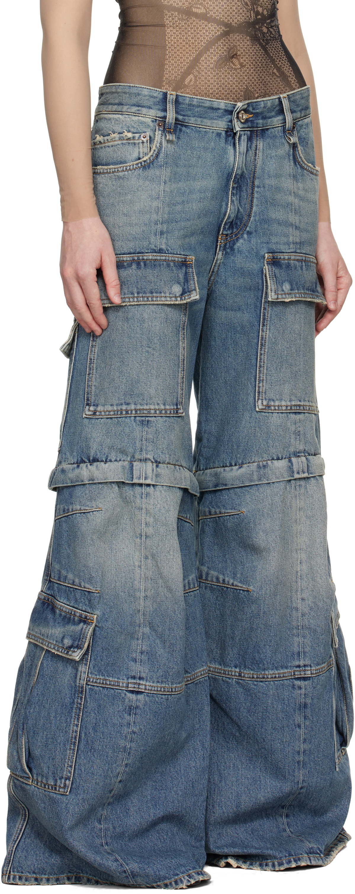 Balenciaga Blue Flared Cargo Jeans Balenciaga