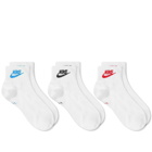 Nike Men's Everyday Essential Ankle Sock - 3 Pack in White/Multi