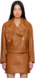 Versace Tan Biker Leather Jacket