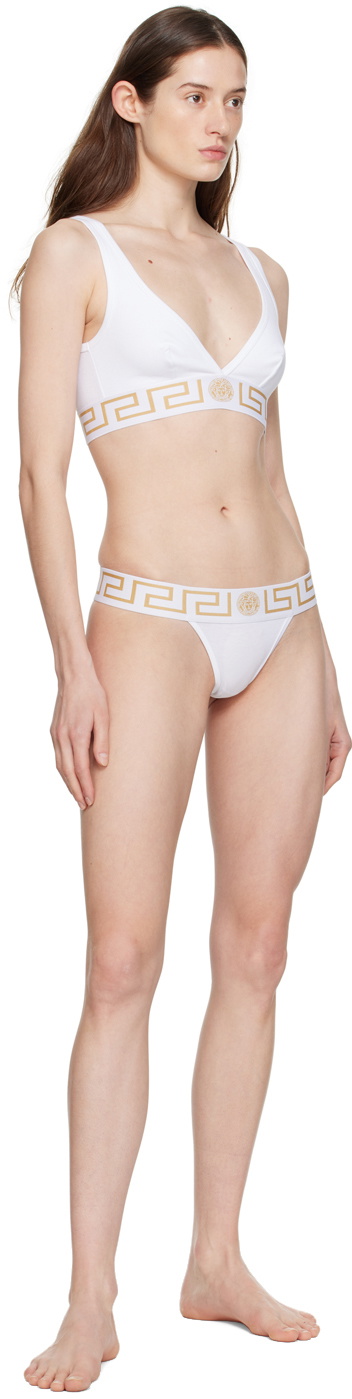 Versace Underwear White Greca Border Thong