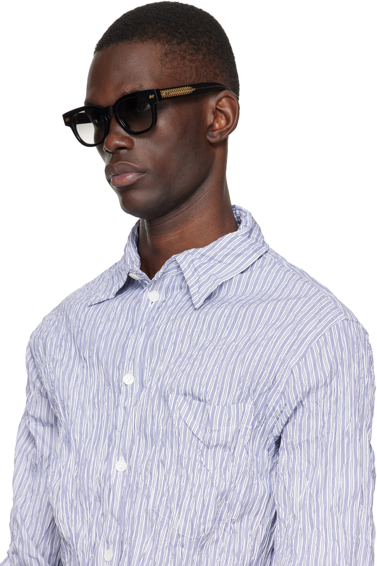 Bottega Veneta Black Intrecciato Panthos Sunglasses