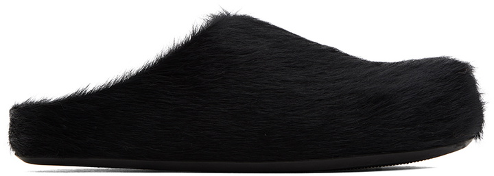 Photo: Marni Black Long Hair Calfskin Fussbett Sabot Loafers