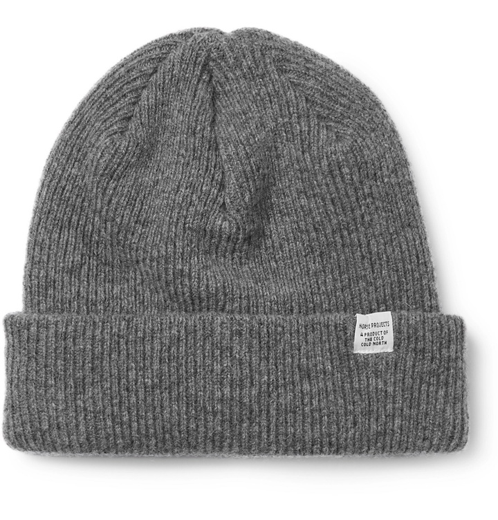 Photo: Norse Projects - Ribbed Mélange Wool Beanie - Gray