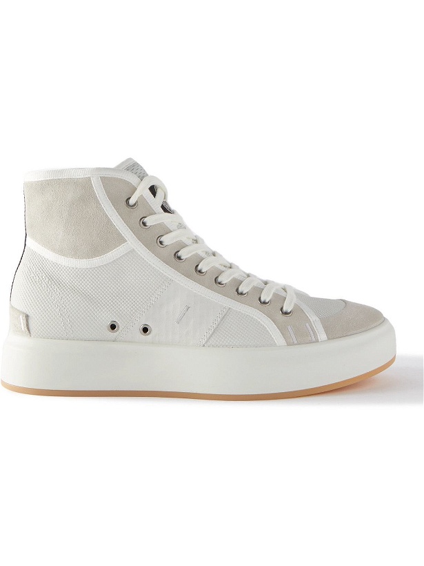 Photo: Stone Island - Canvas-Trimmed Suede and Leather High-Top Sneakers - Neutrals