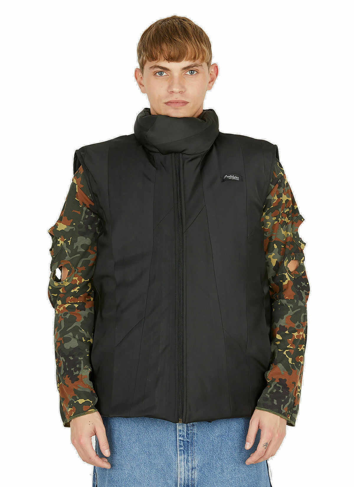 Tie Puffer Sleeveless Jacket in Black PROTOTYPES