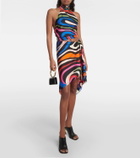 Pucci Marmo cropped halterneck silk top