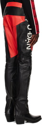 LU'U DAN Black & Red Biker Leather Pants