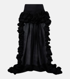Saint Laurent Asymmetric ruffled silk gazar miniskirt