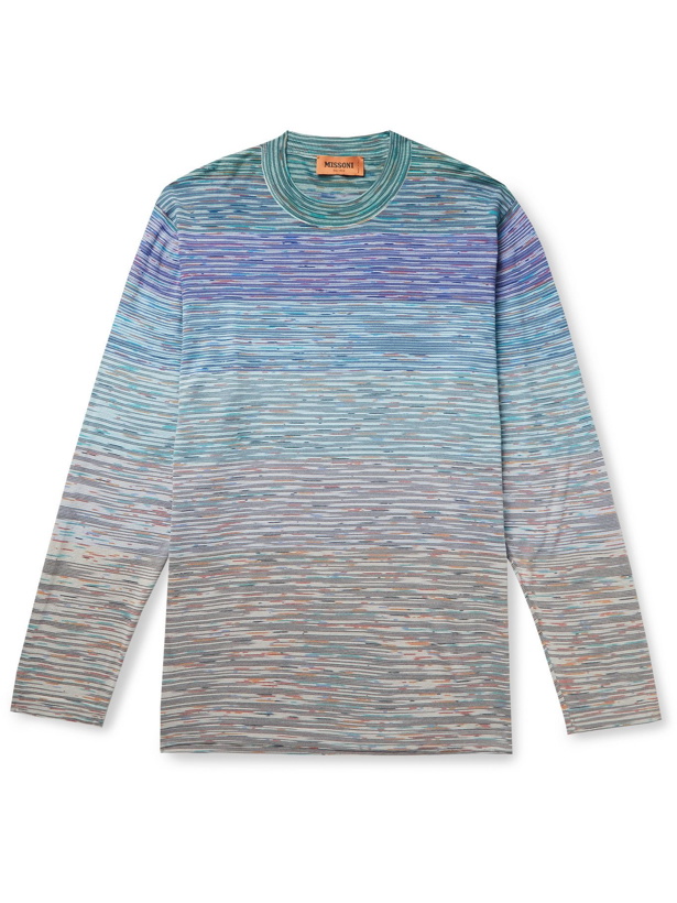 Photo: MISSONI - Space-Dyed Striped Cotton Sweater - Blue