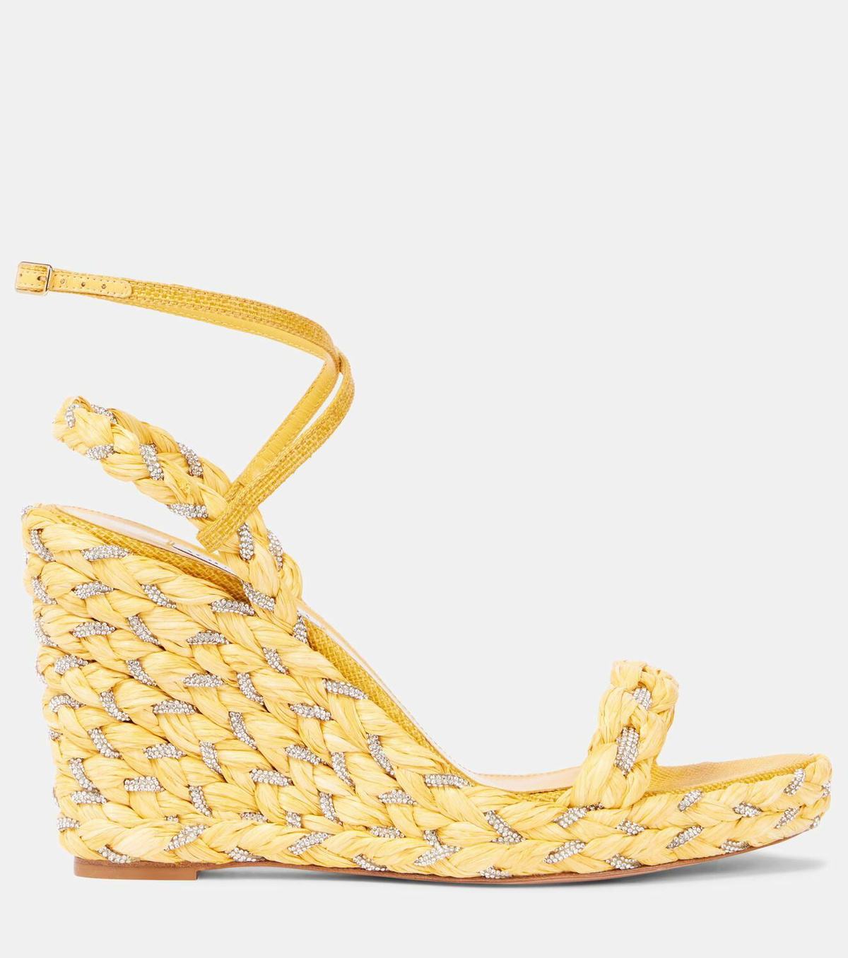 Aquazzura Costiera Crystal raffia wedge sandals