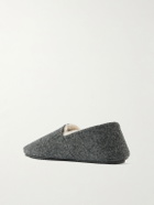 Mr P. - Shearling-Lined Woven Slippers - Gray