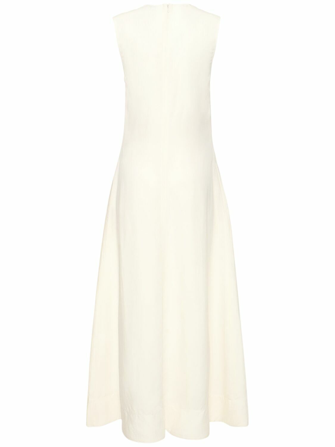TOTEME - Fluid V-neck Linen Blend Midi Dress Toteme