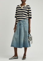 Haikure Serenity Panelled Denim Midi Skirt Blue