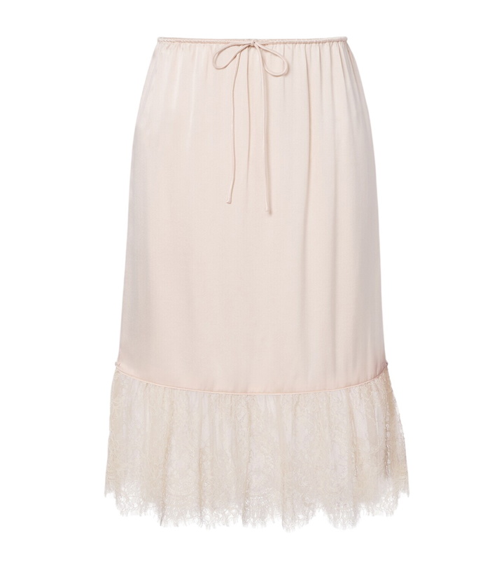 Photo: Posse Blake lace-trimmed silk satin midi skirt