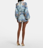 Camilla Belted floral linen shorts