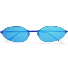Balenciaga - Oval-Frame Metal Mirrored Sunglasses - Blue